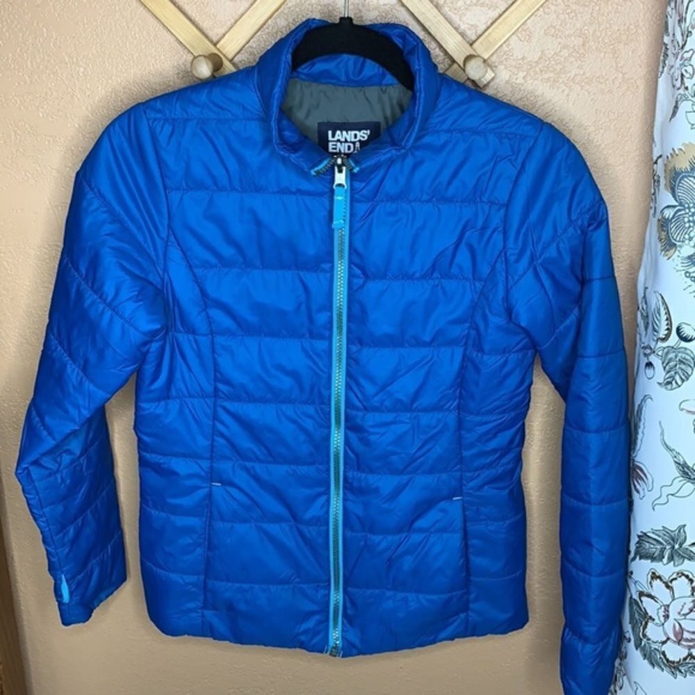 Lands’ End Blue Lightweight Puffer Jacket Size M 10/12